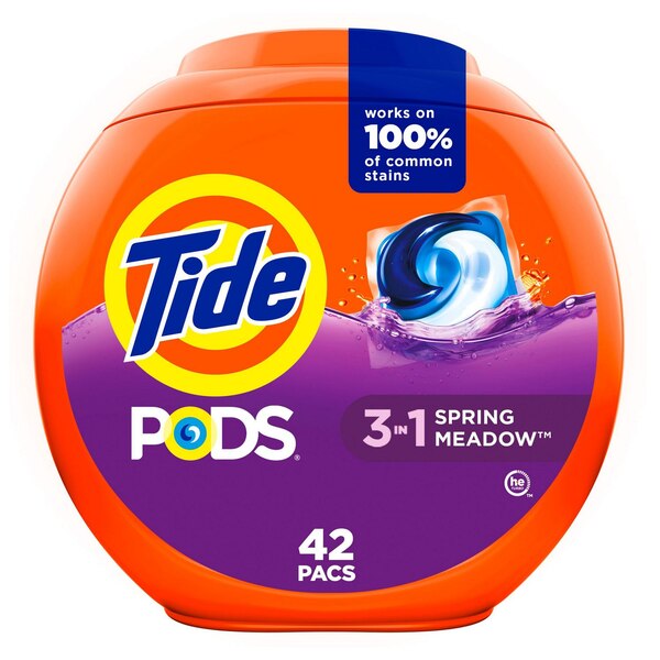 Tide PODS Liquid Laundry Detergent Pacs, Spring Meadow Scent, 42 ct