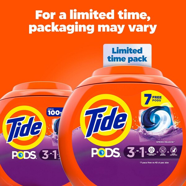 Tide PODS Liquid Laundry Detergent Pacs, Spring Meadow Scent, 42 ct