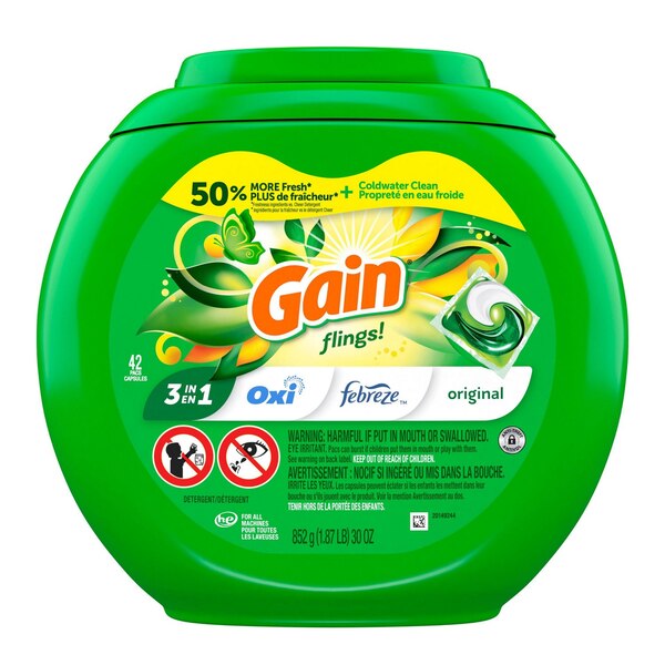 Gain Flings Original Laundry Detergent Pods, 42 CT