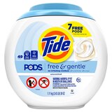 Tide PODS Free & Gentle Liquid Laundry Detergent Pacs, Unscented, 42 ct, thumbnail image