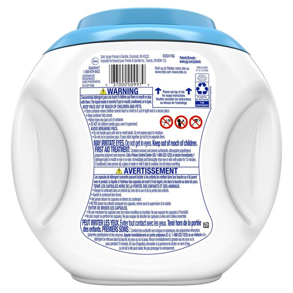 Tide PODS Free & Gentle Liquid Laundry Detergent Pacs, Unscented, 42 ct