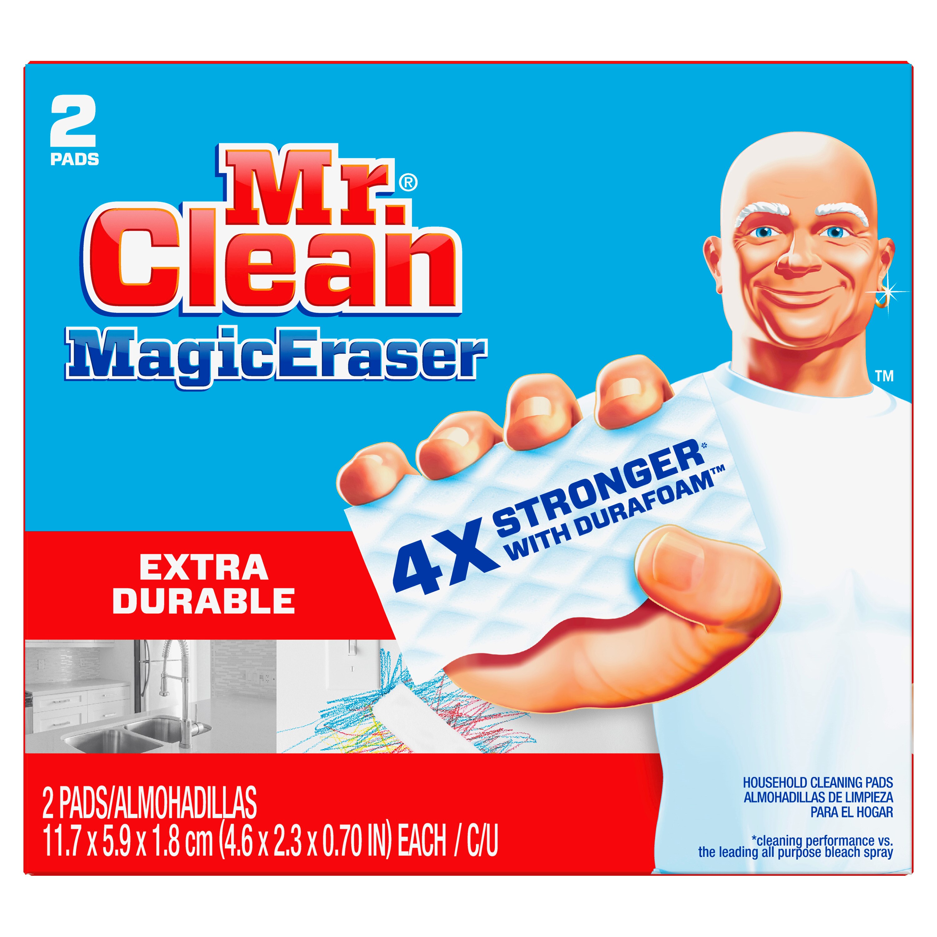 Mr. Clean Magic Eraser Extra Durable with Durafoam Household Cleaning Pads, 2 Pack