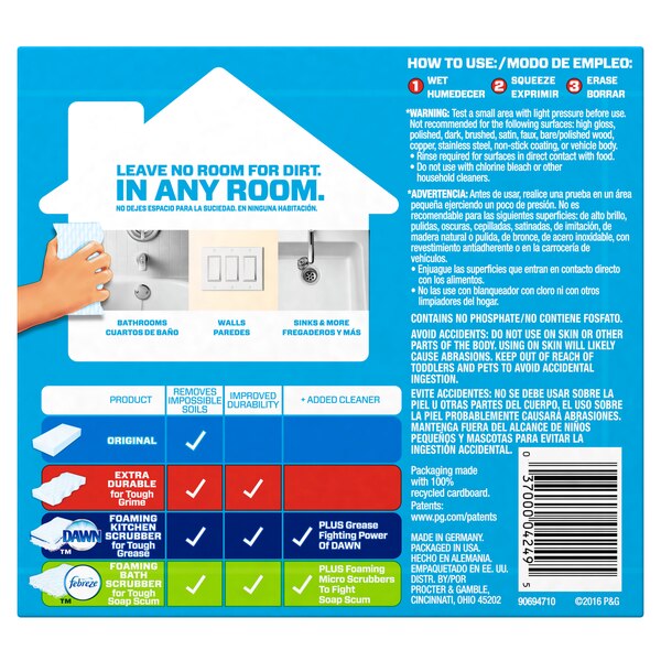 Mr. Clean Magic Eraser Extra Durable with Durafoam Household Cleaning Pads, 2/Pack