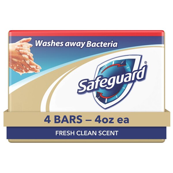 Safeguard Triclocarban Antibacterial Deodorant Bar Soap, Beige, 4 CT
