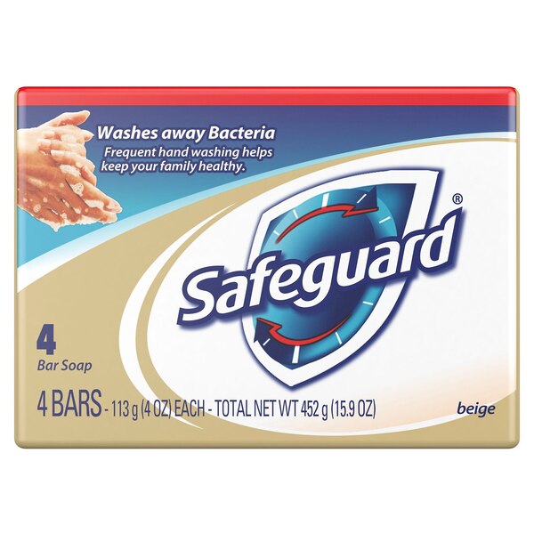 Safeguard Triclocarban Antibacterial Deodorant Bar Soap, Beige, 4 CT