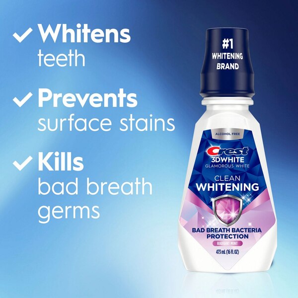 Crest 3D White Multi-Care Whitening Mouthwash, Glamorous White, Alcohol-Free, Arctic Mint