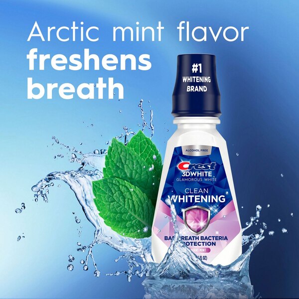 Crest 3D White Multi-Care Whitening Mouthwash, Glamorous White, Alcohol-Free, Arctic Mint