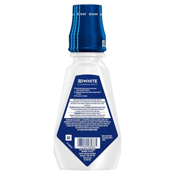 Crest 3D White Multi-Care Whitening Mouthwash, Glamorous White, Alcohol-Free, Arctic Mint