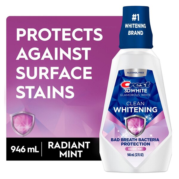 Crest 3D White Multi-Care Whitening Mouthwash, Glamorous White, Alcohol-Free, Arctic Mint