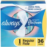 Always Infinity Feminine Pads for Women with Wings, Size 1 Regular, Unscented, 36 CT, thumbnail image 1 of 10