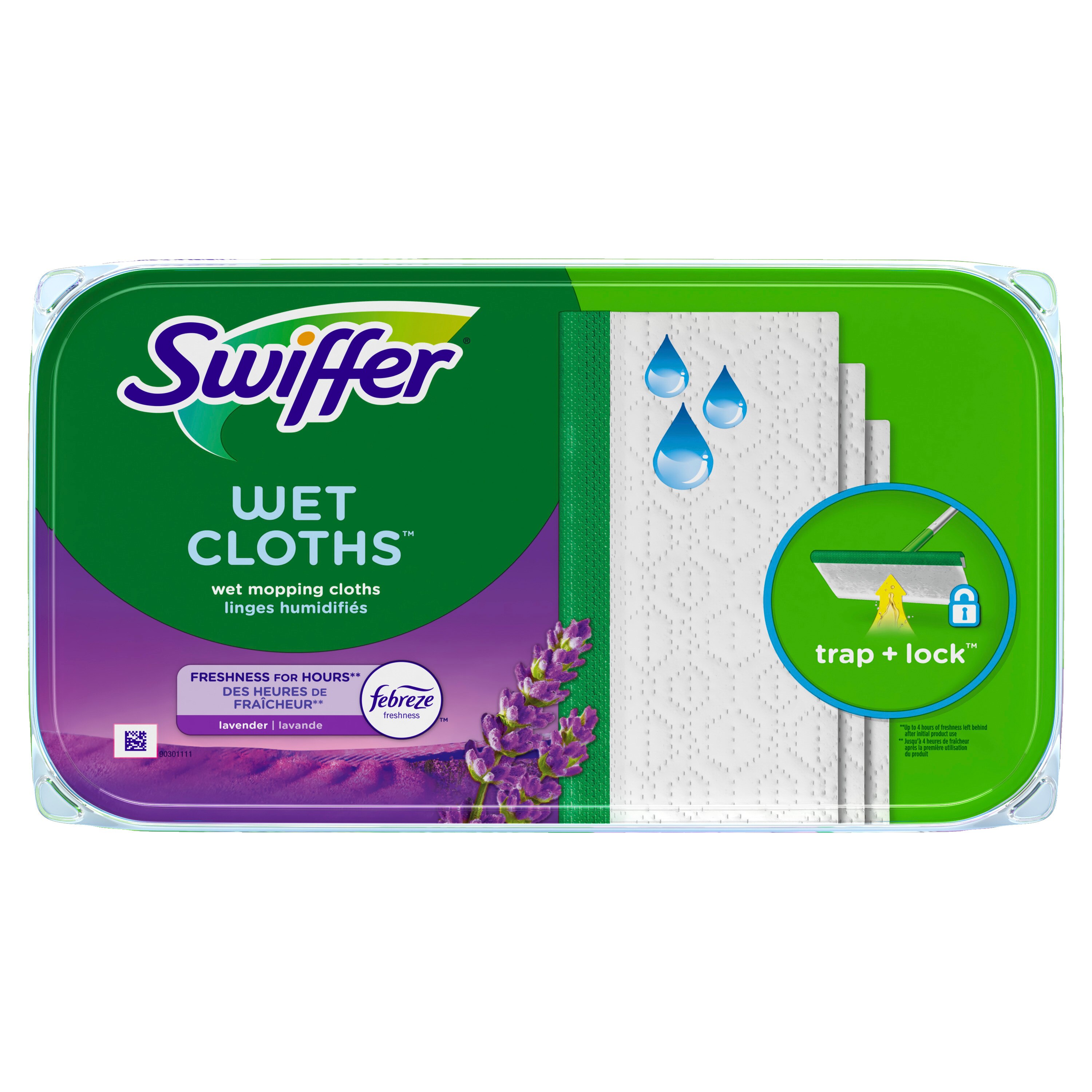 Swiffer Sweeper Wet Mopping Pad Multi Surface Refills for Floor Mop, Lavender, 12 Pack