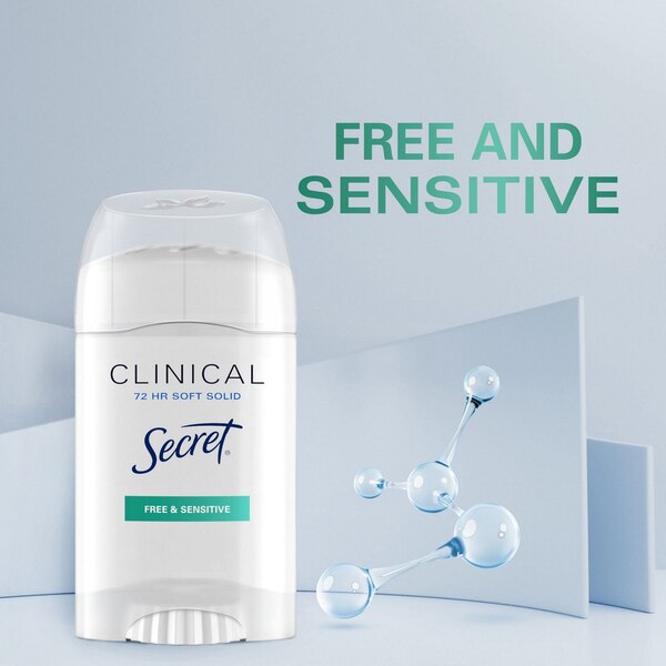 Secret Clinical Strength 48-Hour Antiperspirant & Deodorant Stick, Free & Sensitive, 1.6 OZ