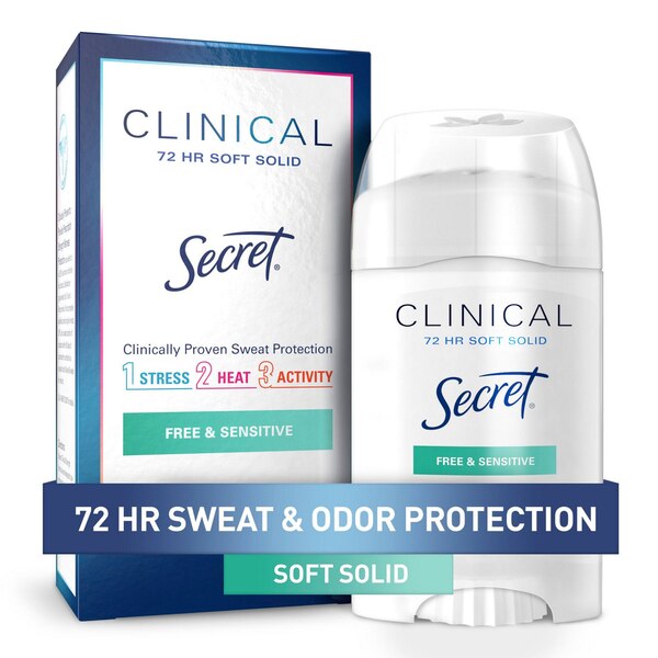 Secret Clinical Strength 48-Hour Antiperspirant & Deodorant Stick, Free & Sensitive, 1.6 OZ