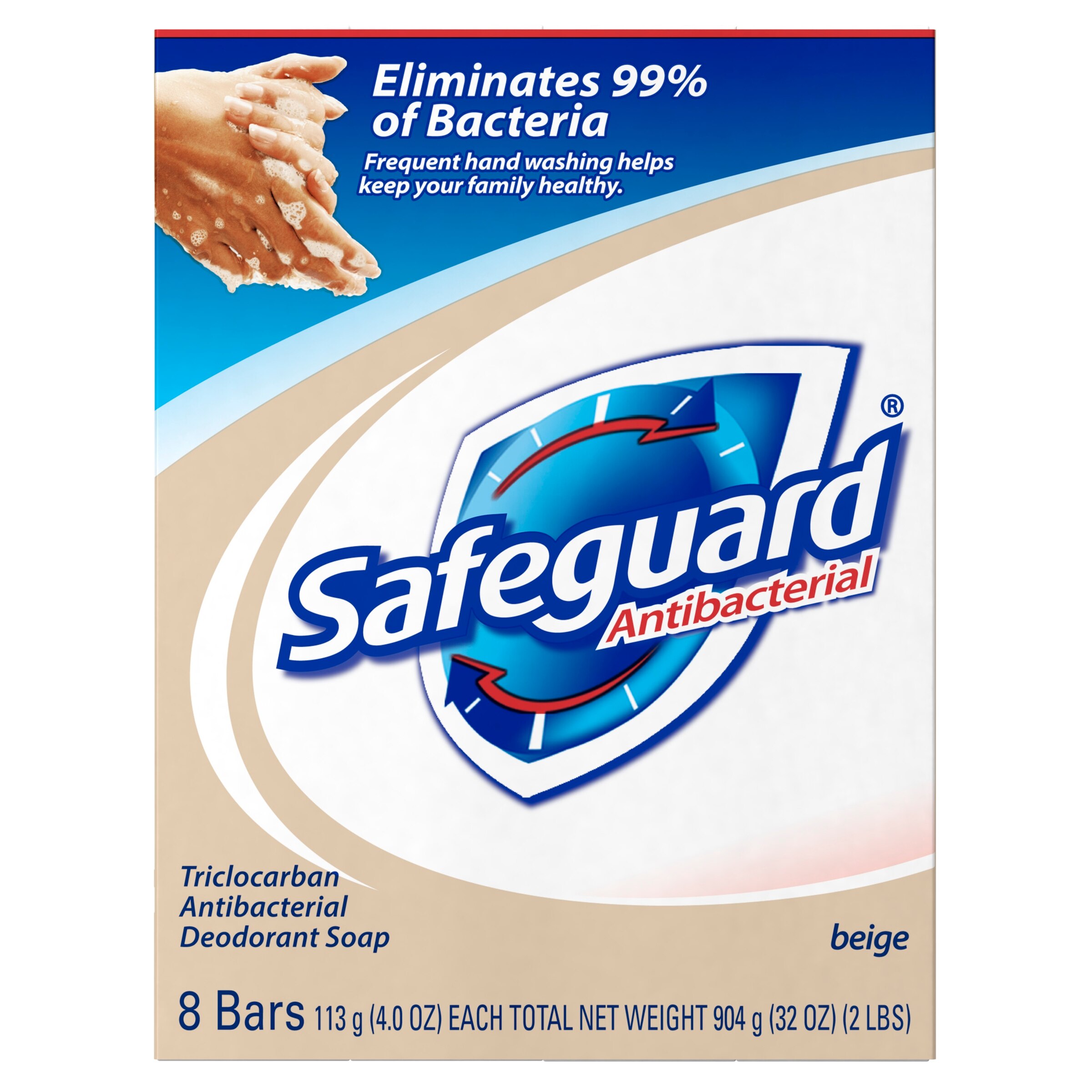 Safeguard Triclocarban Antibacterial Deodorant Bar Soap, Beige, 8 CT