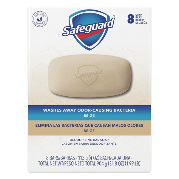 Safeguard Triclocarban Antibacterial Deodorant Bar Soap, Beige, 8 CT