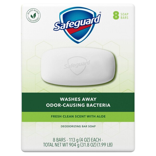 Safeguard Triclocarban Antibacterial Deodorant Bar Soap, White with Touch of Aloe, 8 CT