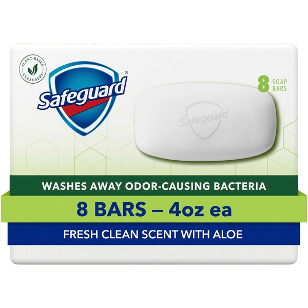 Safeguard Triclocarban Antibacterial Deodorant Bar Soap, White with Touch of Aloe, 8 CT