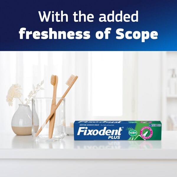 Fixodent Plus Scope Denture Adhesive Cream for Fulls and Partials