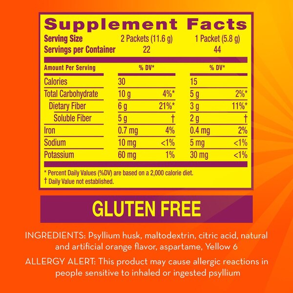 Metamucil 4-in-1 Psyllium Fiber Sugar-Free Single Serve Packets