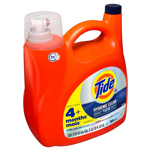 Tide + Hygienic Clean Heavy Duty 10x Liquid Laundry Detergent, Original Scent, 94 Loads, 132 oz