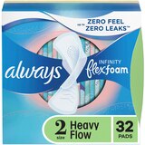 Always Infinity FlexFoam Pads for Women, Size 2, Super Absorbency, without Wings, Unscented, 32 CT, thumbnail image
