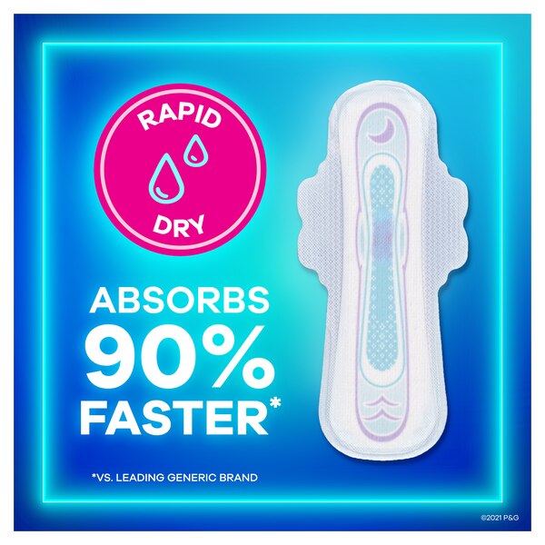 Always Size 2 Long Maxi Pads with Wings, Unscented, Super
