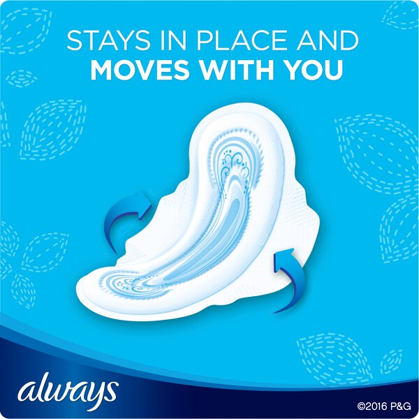 Always Size 2 Long Maxi Pads with Wings, Unscented, Super