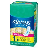 Always Ultra Thin Size 1 Pads, Unscented, Regular, thumbnail image
