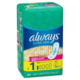 Always Ultra Thin Size 1 Pads, Unscented, Regular, thumbnail image