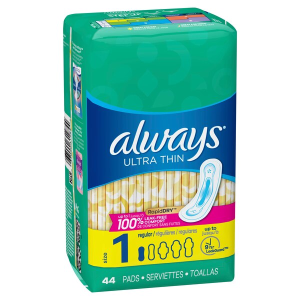 Always Ultra Thin Size 1 Pads, Unscented, Regular
