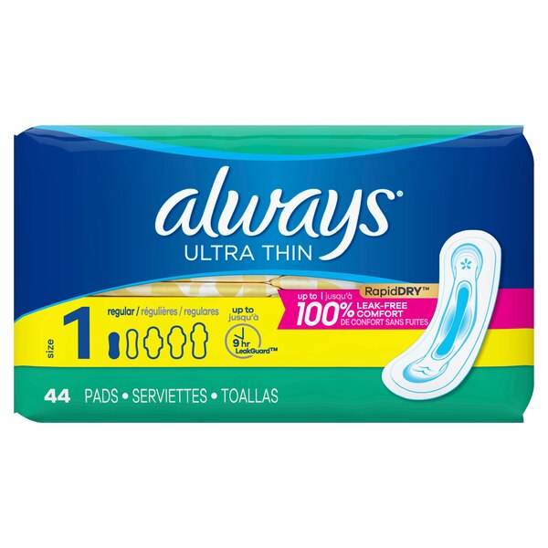 Always Ultra Thin Size 1 Pads, Unscented, Regular