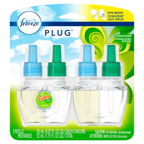Febreze Fade Defy PLUG Air Freshener Refill, Gain, 2 ct