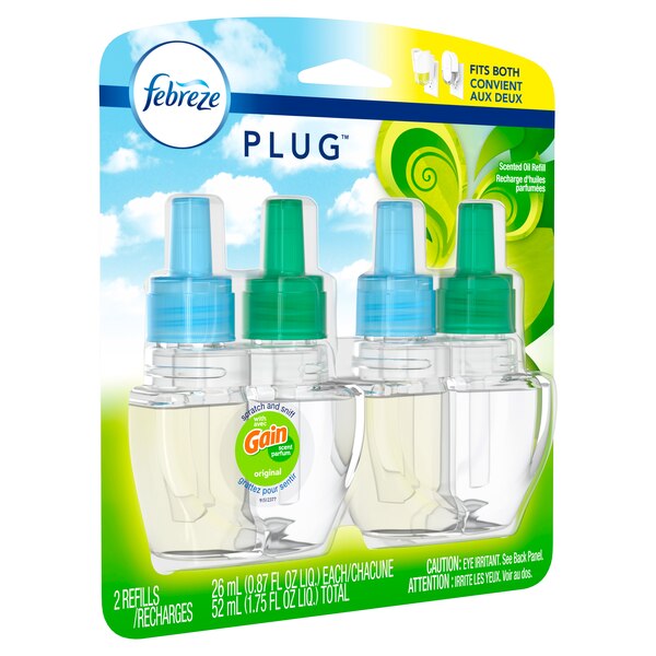 Febreze Fade Defy PLUG Air Freshener Refill, Gain, 2 ct