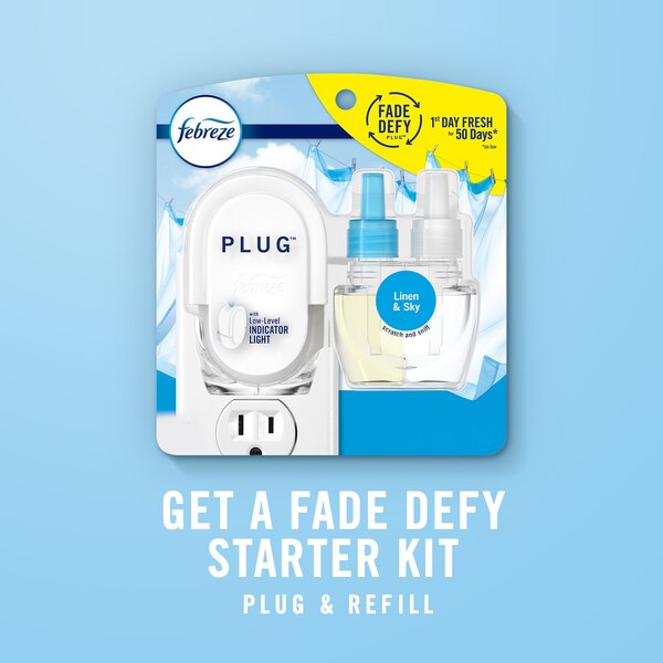 Febreze Fade Defy PLUG Air Freshener Refill, Gain, 2 ct