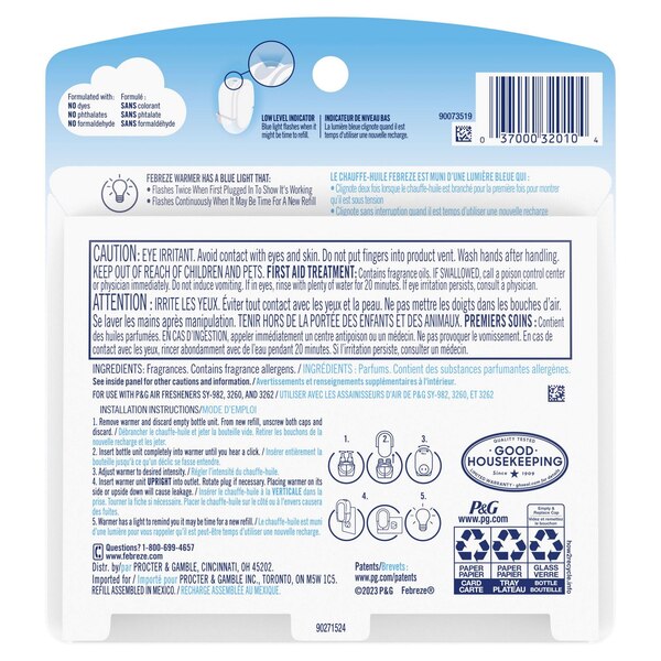 Febreze PLUG Air Freshener Refill, Gain Scent, 2 ct