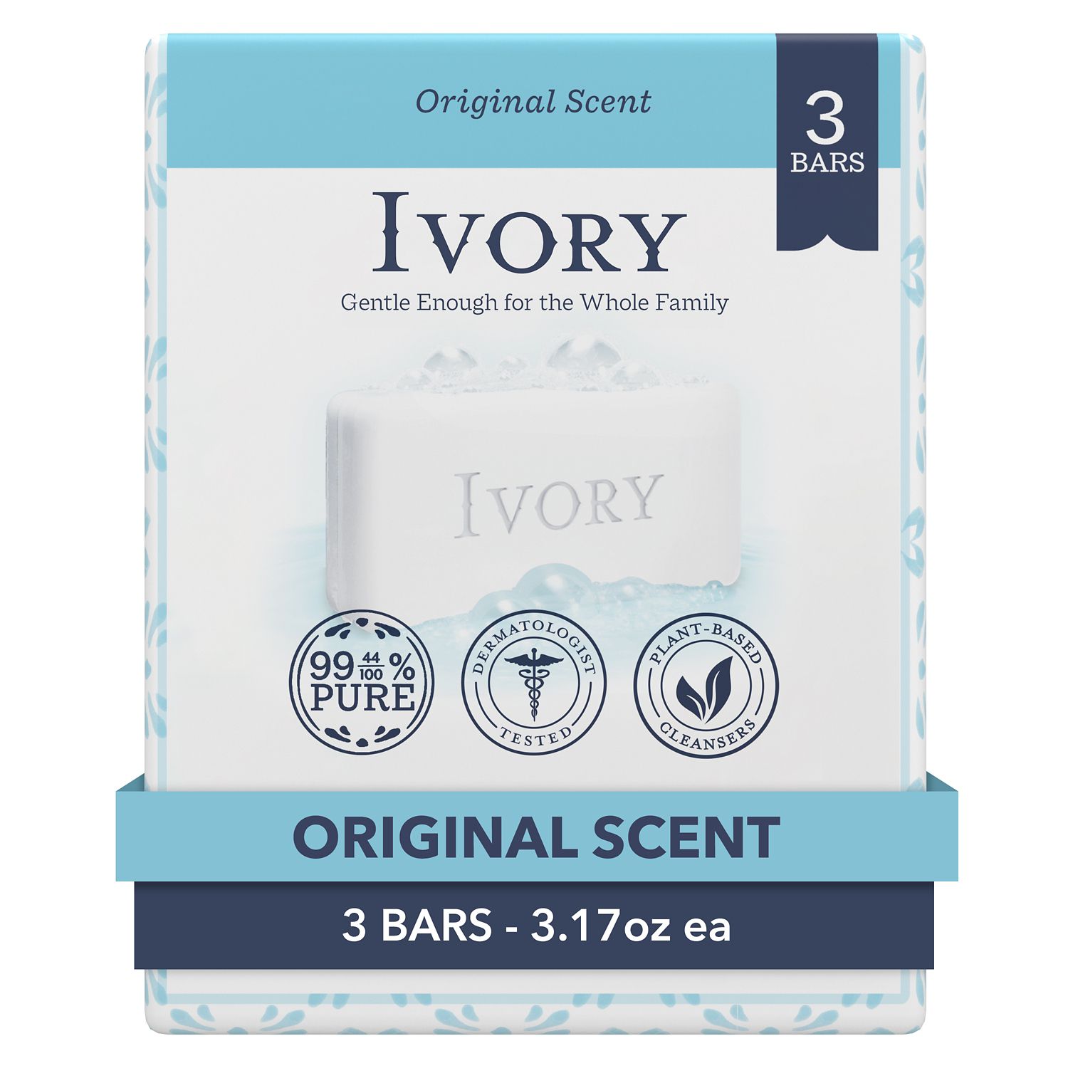 Ivory Bar Soap, Original Scent, 3 CT