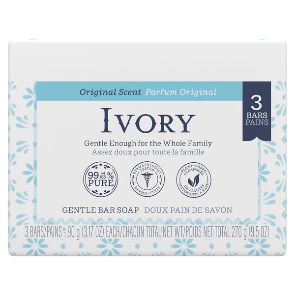 Ivory Bar Soap, Original Scent, 3 CT
