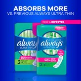 Always Ultra Thin Feminine Pads without Wings for Women, Size 2, Long Super Absorbency, Unscented, 40 CT, thumbnail image