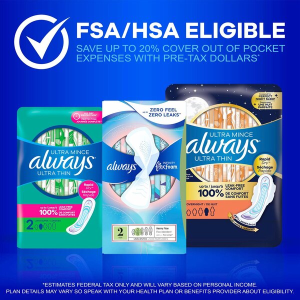 Always Ultra Thin Feminine Pads without Wings for Women, Size 2, Long Super Absorbency, Unscented, 40 CT