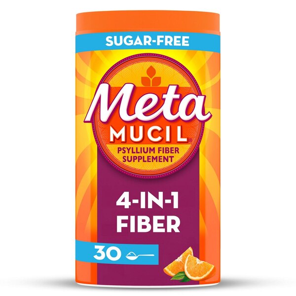 Metamucil 4-in-1 Psyllium Fiber Sugar-Free Powder, Orange