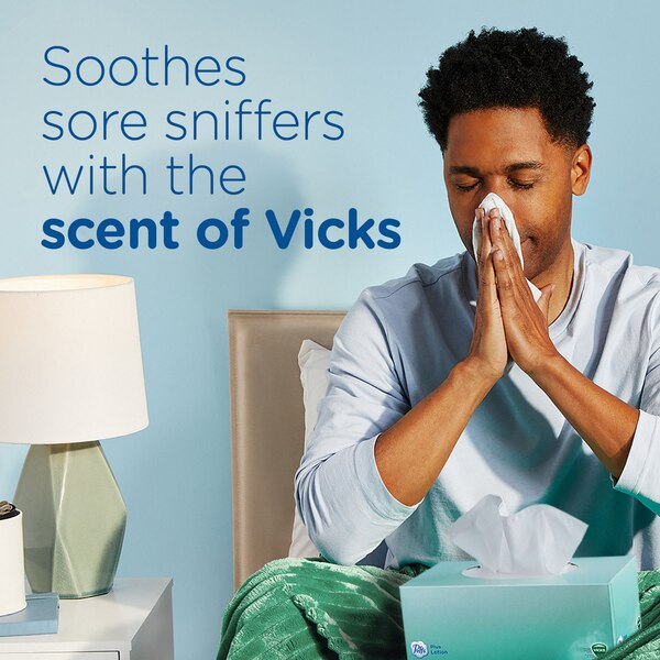 Puffs Plus Lotion with the Scent of Vick's Facial Tissues, 1 Family Size Box, 88 Tissues Per Box