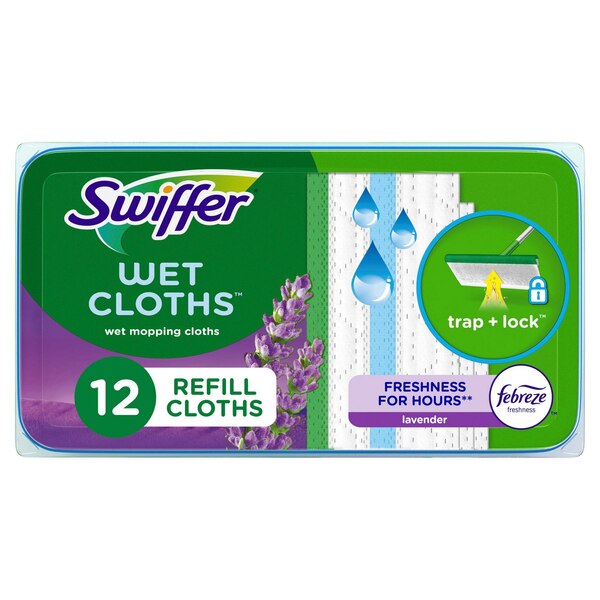 Swiffer Wet Mopping Cloths, Lavender, 12 count