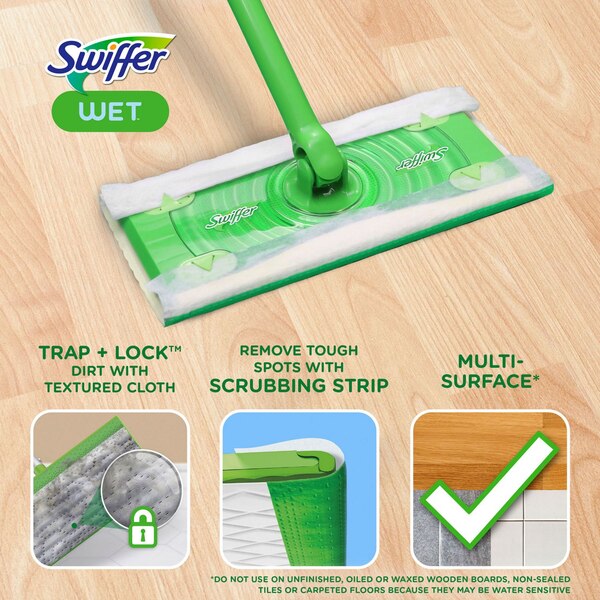 Swiffer Sweeper Wet Mopping Pad Multi Surface Refills for Floor Mop, Open, 24/Pack