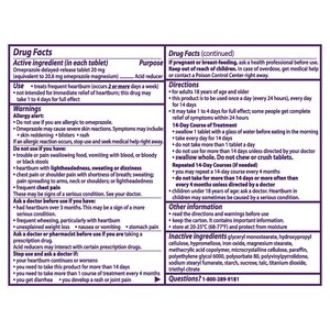 Prilosec OTC Omeprazole 20mg Delayed-Release Acid Reducer for Frequent Heartburn Tablets, 42 CT