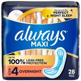 Always Maxi Overnight Pads without Wings for Women, Size 4, Overnight Absorbency, Unscented, 28 CT, thumbnail image