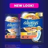 Always Maxi Overnight Pads without Wings for Women, Size 4, Overnight Absorbency, Unscented, 28 CT, thumbnail image