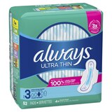 Always Ultra Thin Pads with Wings, Size 3, 52 CT, thumbnail image