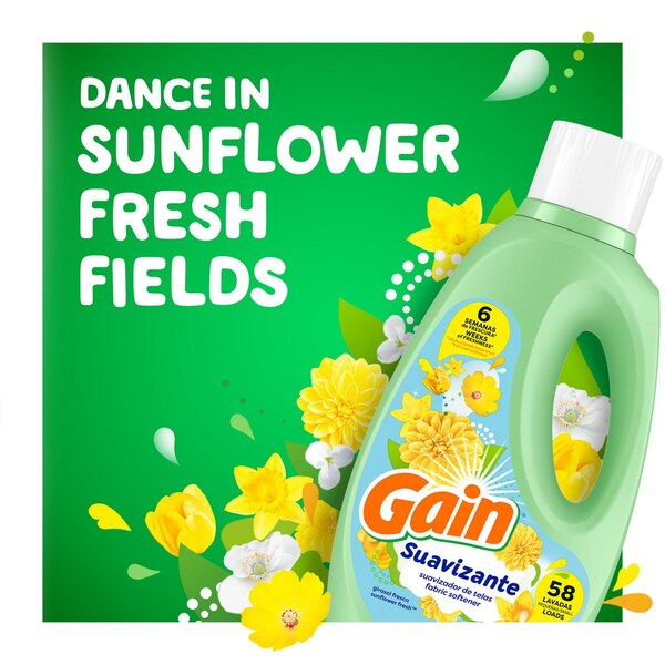 Gain Suavizante Liquid Fabric Softener, Sunflower Fresh Scent, 50 fl oz