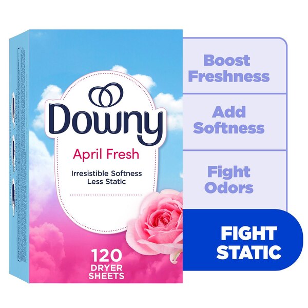 Downy Fabric Softener Dryer Sheets, April Fresh, 120 ct