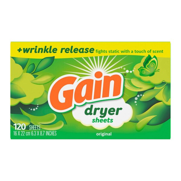 Gain Fabric Softener Dryer Sheets, Original Scent, 120 ct